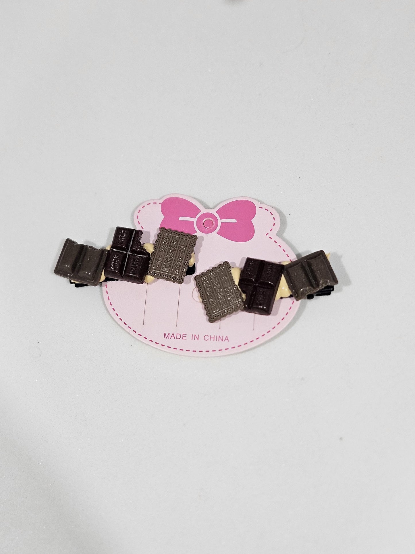 Milk chocolate decoden hair clip, decoden hair clip, handmade hair clip
