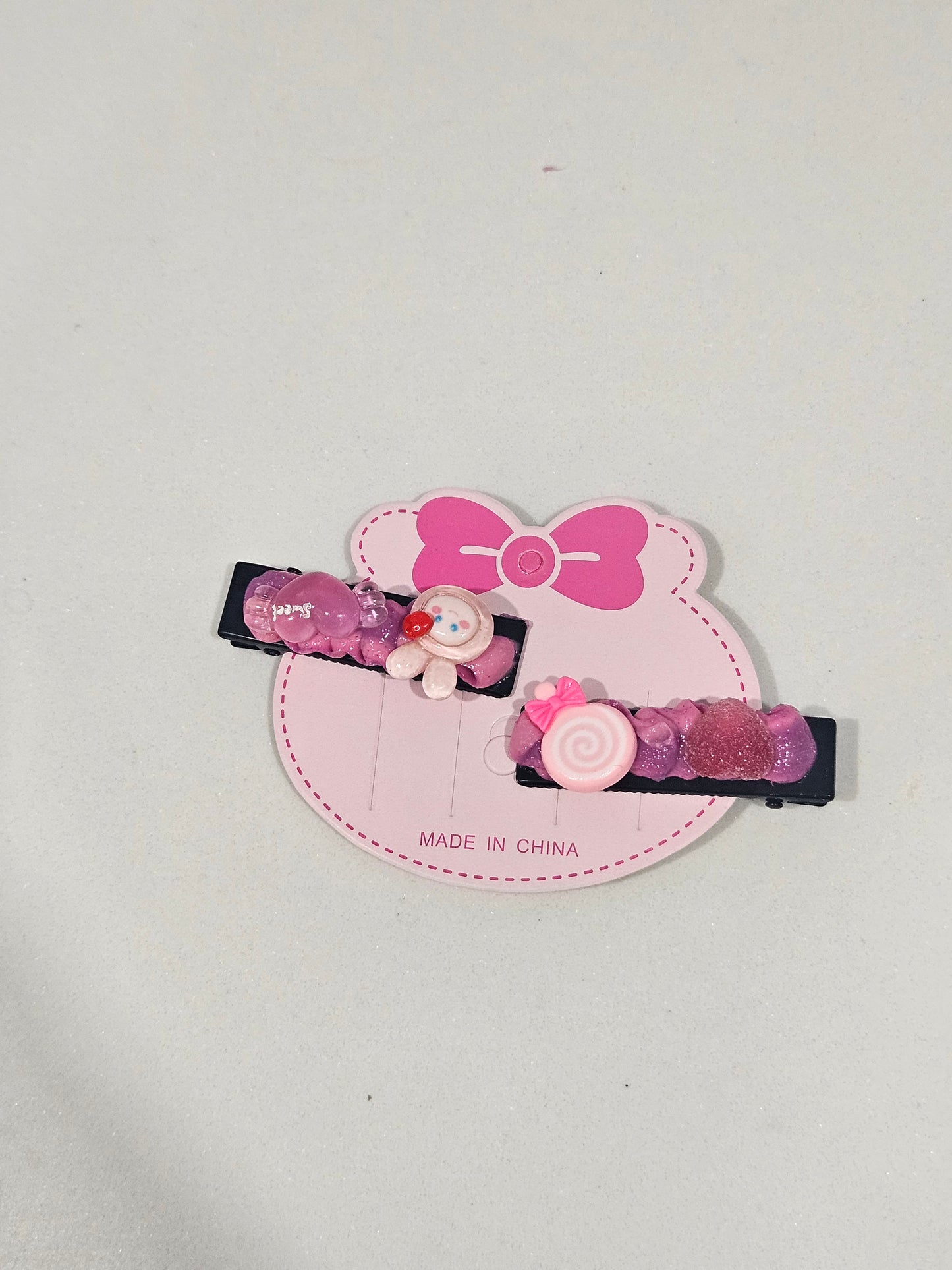 Purple bunny decoden hair clips