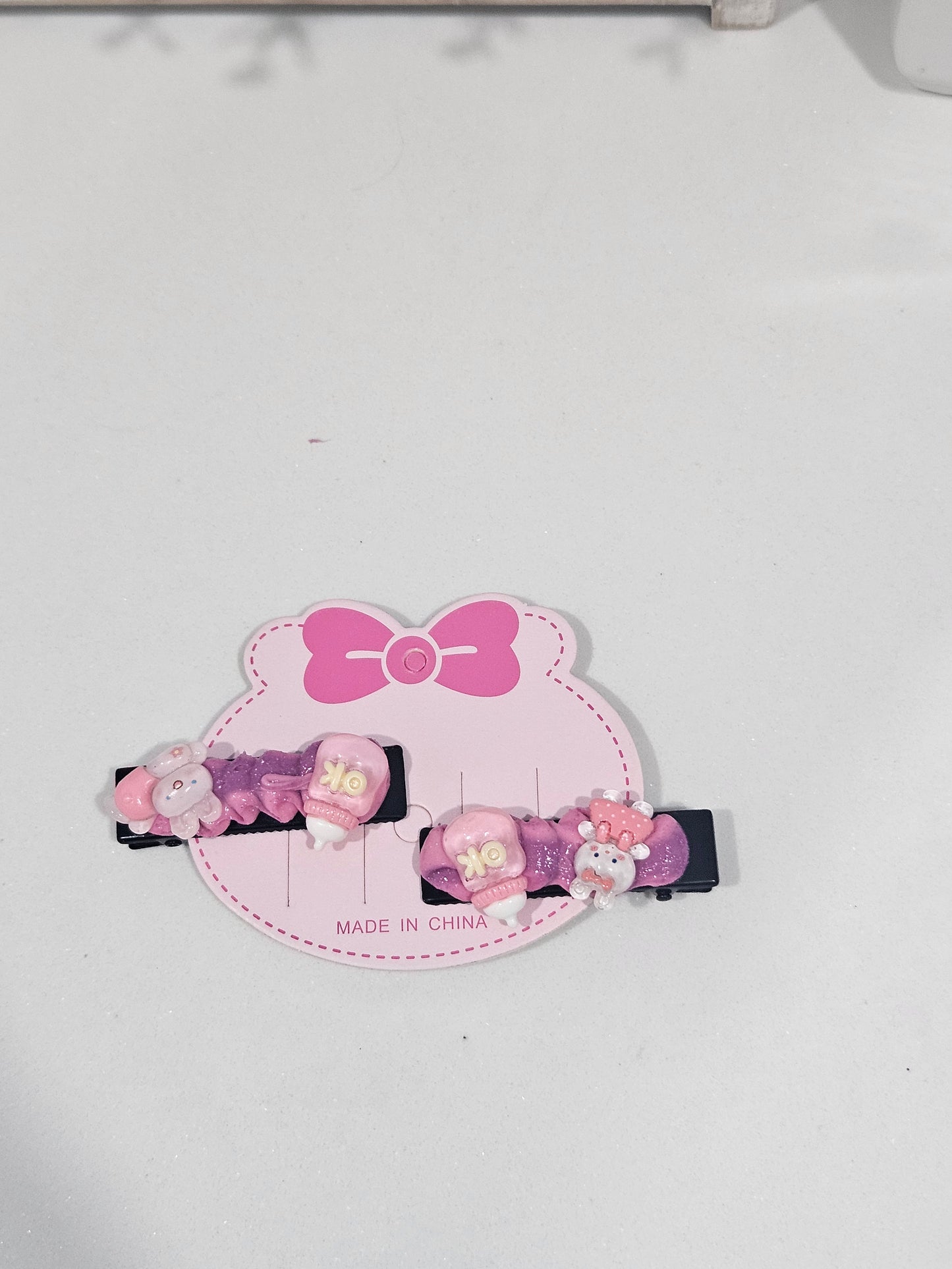 Two Tone bunny decoden hair clip