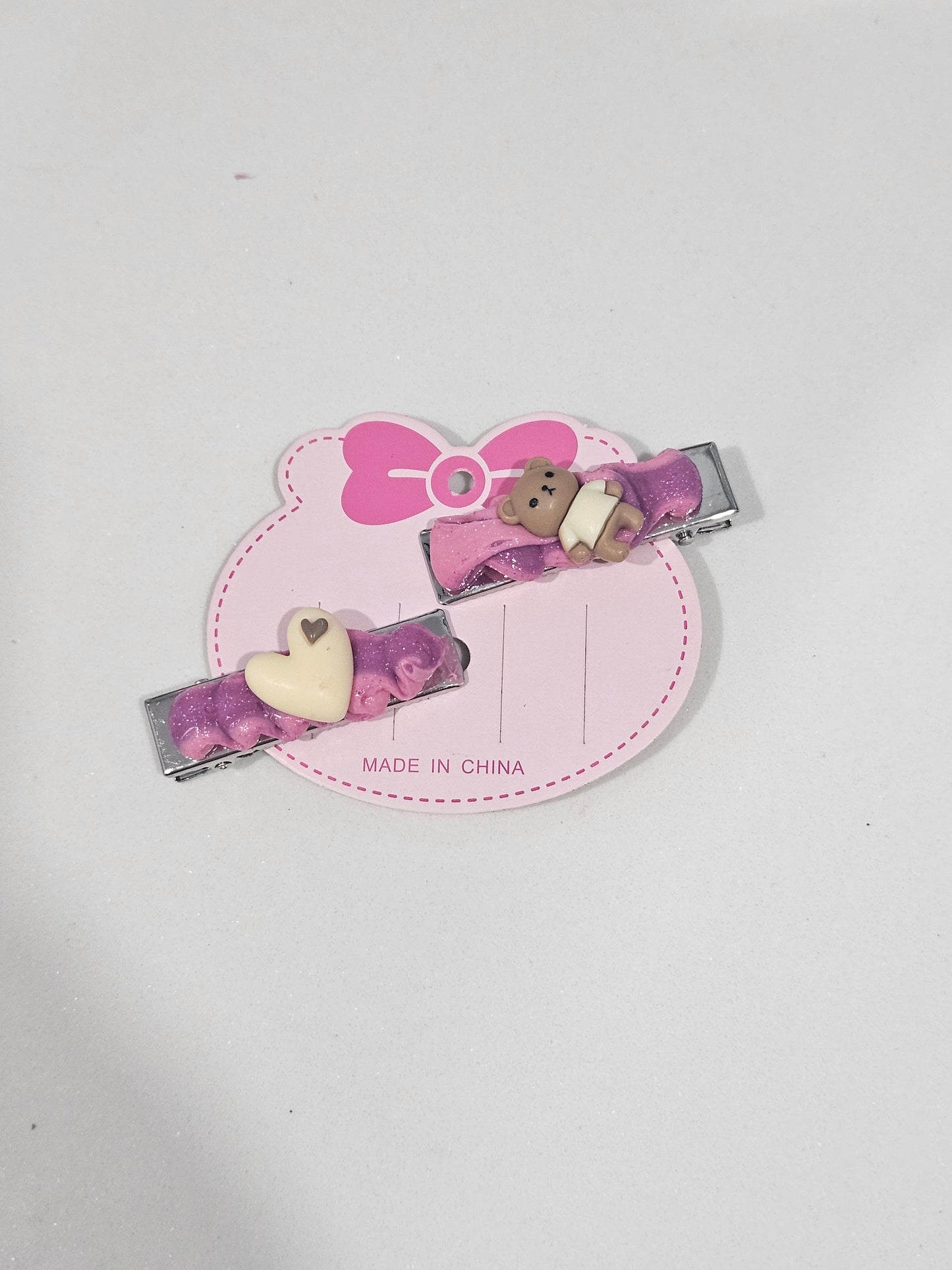 Two Tone teddy bear decoden hair clips