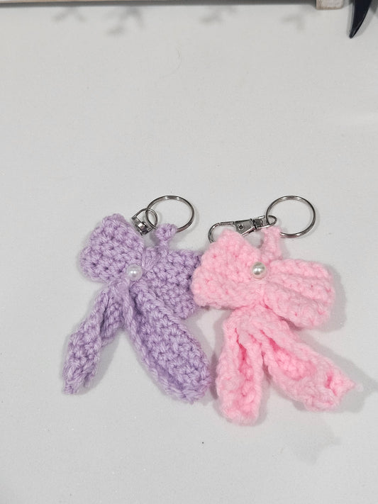 Crochet bow keychain